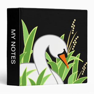 White Mute Swan 3 Ring Binder