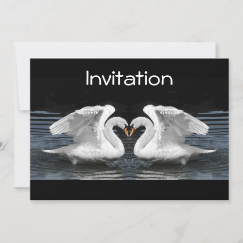 White Mute Swan Mirror Image Invitation