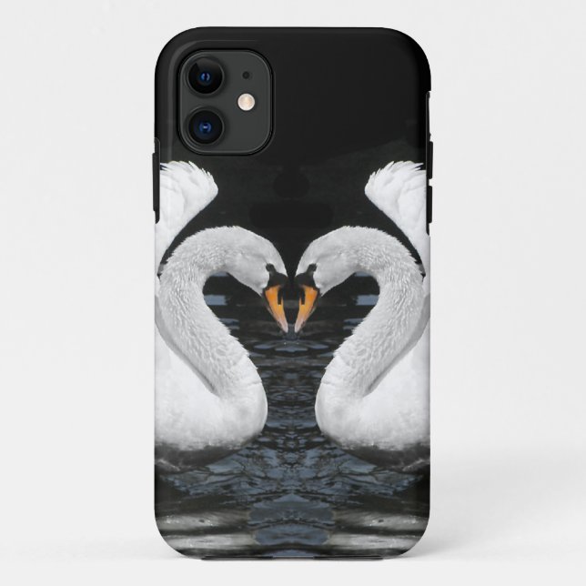 White Mute Swans Mirror Image Case-Mate iPhone Case (Back)
