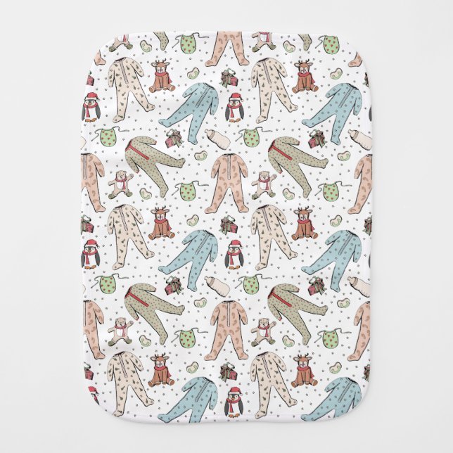 White My First Christmas Newborn Gender Neutral Baby Burp Cloth (Front)