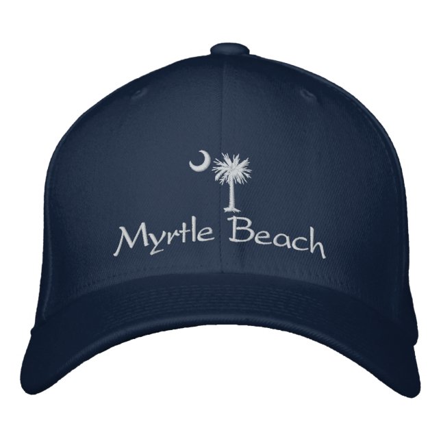 White Myrtle Beach Palmetto Embroidered Hat (Front)