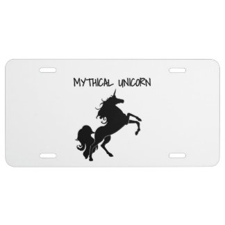 white mythical unicorn license plate