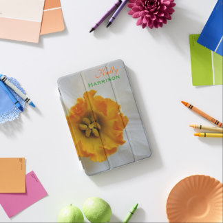 White N Orange Daffodil *Personalize* iPad Mini Cover