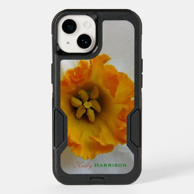 White N Orange Daffodil Personalized Otterbox iPhone Case (Back)