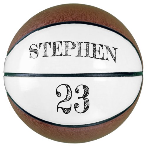 White Name Ball Player Number Personalized Basketball