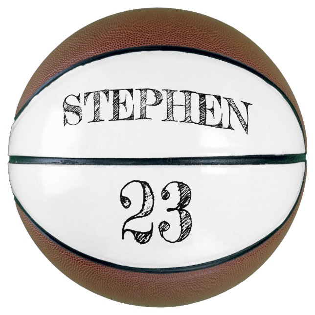 White Name Ball Player Number Personalized Basketball (Front)