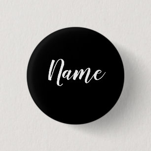 White Name on Black Background Button