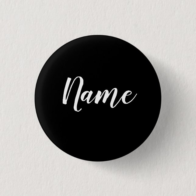 White Name on Black Background Button (Front)