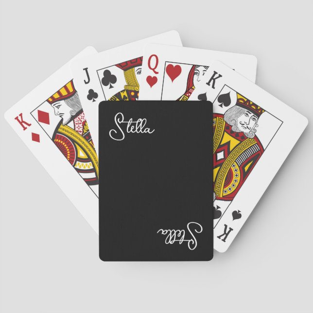 White Name printed on Black minimal Poker Cards (Back)