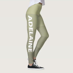 White Name Stylish 5 Warm Gray Shades Blocks Leggings