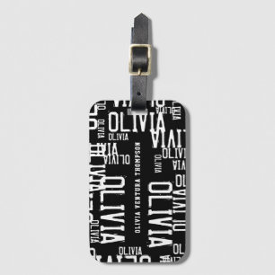 White Names Black Luggage Tag