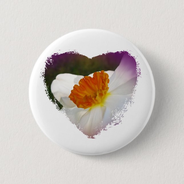 White Narcissus Floral Coordinated Items Button (Front)