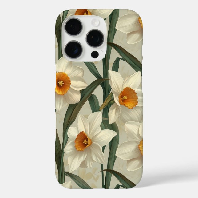 White Narcissus Floral Spring Botanical Case-Mate iPhone Case (Back)