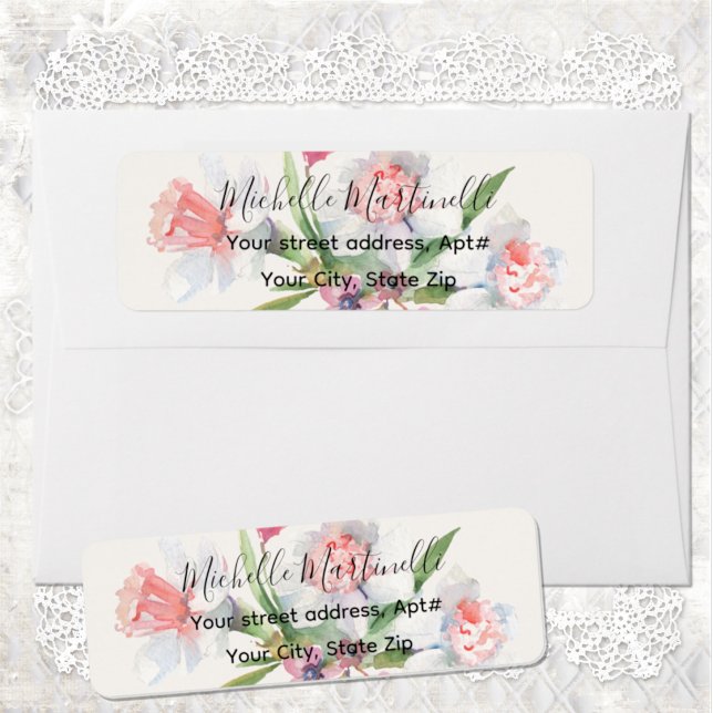 White Narcissus Floral Wedding return address Label (Creator Uploaded)