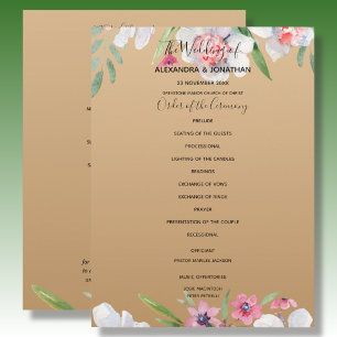 White Narcissus on Champagne Gold Wedding Program