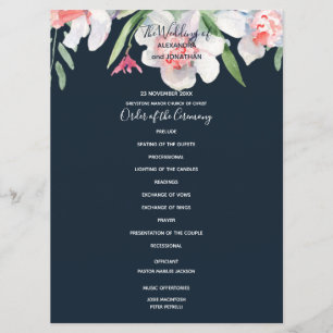 White Narcissus on Navy Wedding Program