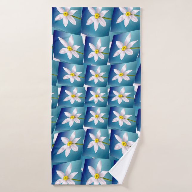 White Narcissus Pattern Bath Towel (Bath Towel)