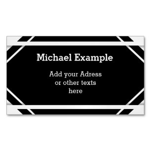 white Narrow Stripes + your backgr. & text Business Card Magnet