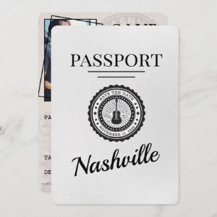 White Nashville Passport Save The Date