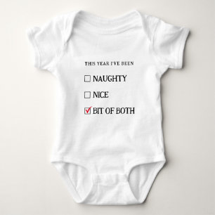 White Naughty Nice List Funny Cute Christmas Baby Bodysuit