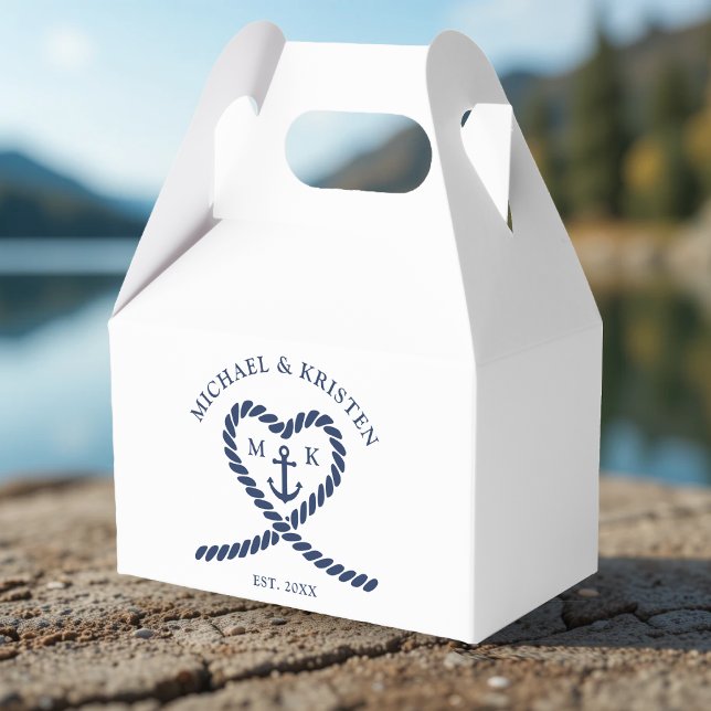 White & Nautical Blue Rope Heart Anchor Wedding  Favor Boxes (White & Nautical Blue Rope Heart Anchor Wedding Favor Boxes
)