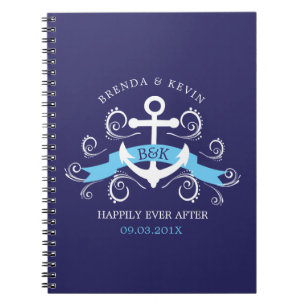 White nautical boat anchor Wedding Design Notebook