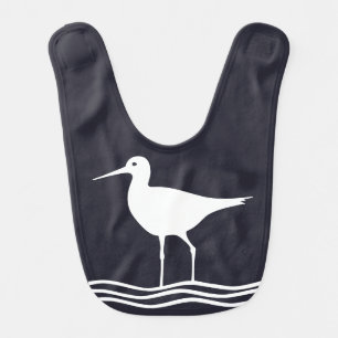 white nautical CRANE BIRD   Baby Bib