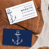 White Nautical Navy Ship Anchor Wedding Website Enclosure Card