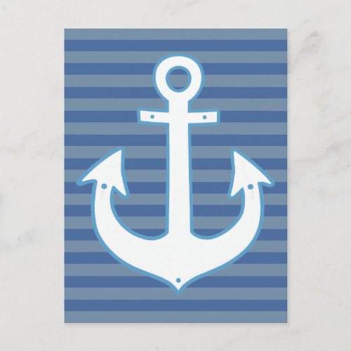 white nautical sailor anchor  stripes postcard