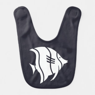 white nautical STRIPED FISH   Baby Bib