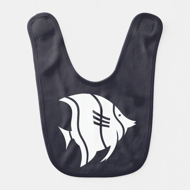 white nautical STRIPED FISH | Baby Bib (Front)