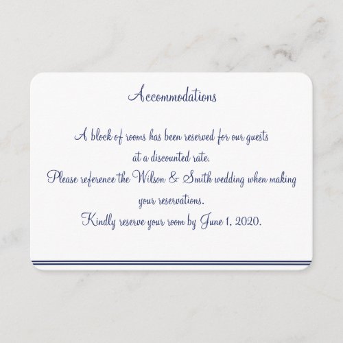 White Nautical Wedding Accommodations Cards