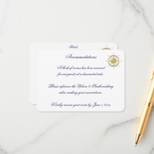 White Nautical Wedding Accommodations Cards