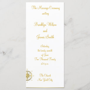 White Nautical Wedding Ceremony Programs Rack Card