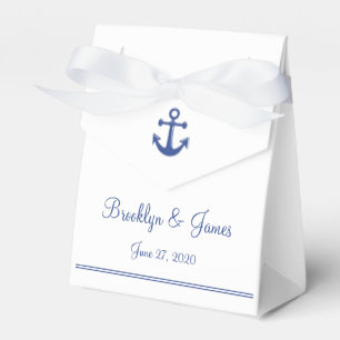 White Nautical Wedding Favor Boxes With Anchor