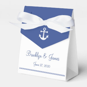 White Nautical Wedding Favor Boxes With Anchor