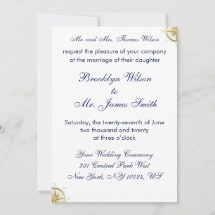 White Nautical Wedding Invitations Gold Compass