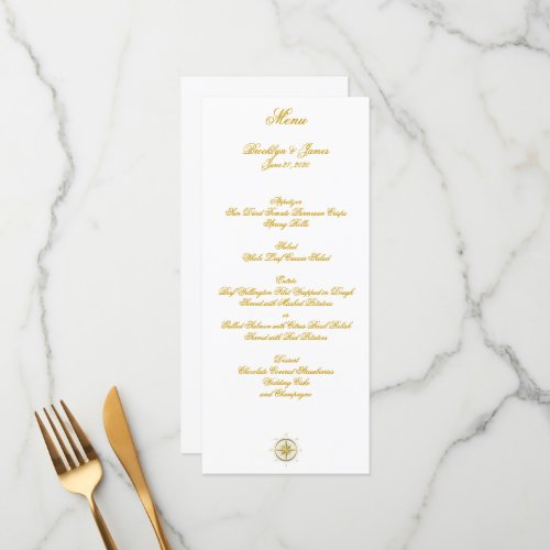 White Nautical Wedding Menu Cards