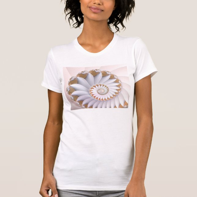 White Nautilus Cute Abstract Seashell Art T-Shirt (Front)