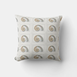 White Nautilus Seashell throw pillow