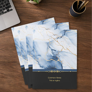 White Navy Blue and Gold Marble Pocket Folder Set