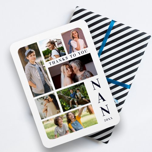 White  Navy Blue Classic 7 Multi Photos Collage Magnet