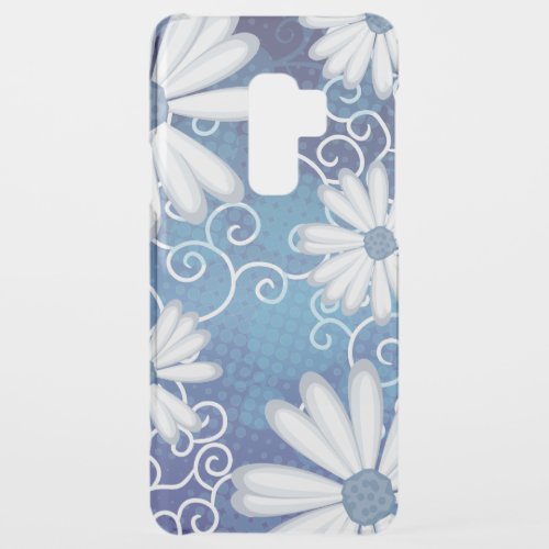 White Navy Blue Dots Daisy Flowers Floral Pattern Uncommon Samsung Galaxy S9 Plus Case