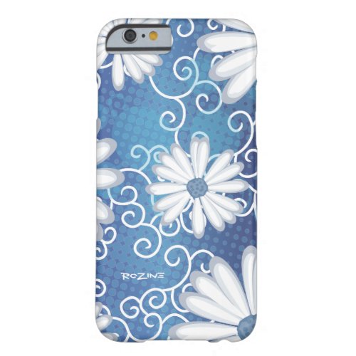 White Navy Blue Floral Tribal Daisy Tattoo Pattern Barely There iPhone 6 Case