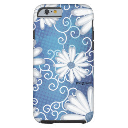 White Navy Blue Floral Tribal Daisy Tattoo Pattern Tough iPhone 6 Case