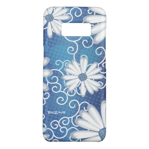 White Navy Blue Floral Tribal Daisy Tattoo Pattern Case_Mate Samsung Galaxy S8 Case