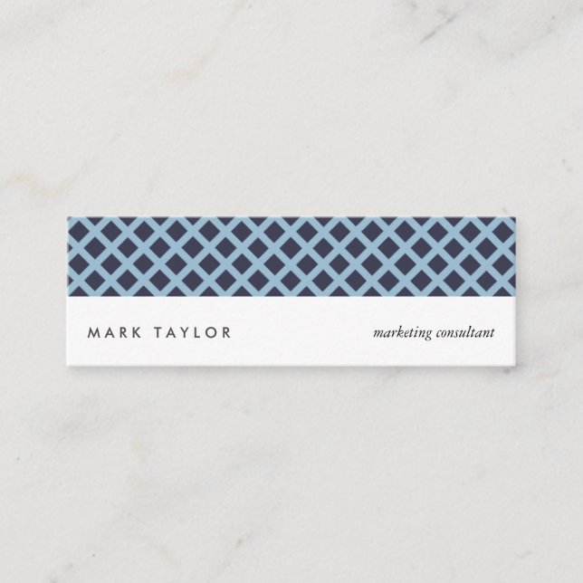 White navy blue grey criss-cross modern card (Front)