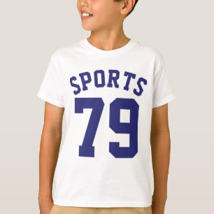 White & Navy Blue Kids Sports Jersey Design T-Shirt