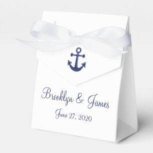 White Navy Blue Nautical Wedding Favor Boxes Tent