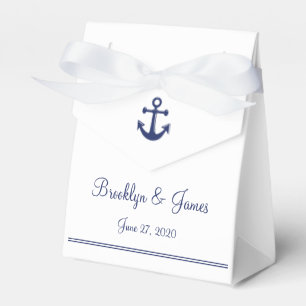 White Navy Blue Nautical Wedding Favor Boxes Tent